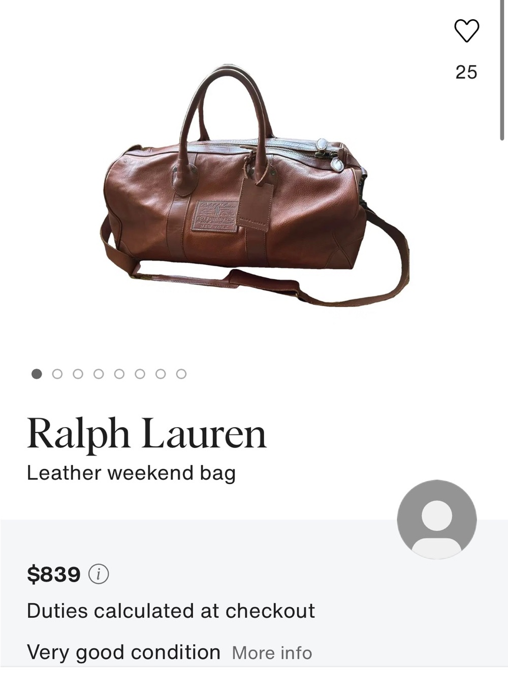 Ralph Lauren Leather Rockport Duffle Bag - Picture 10 of 16